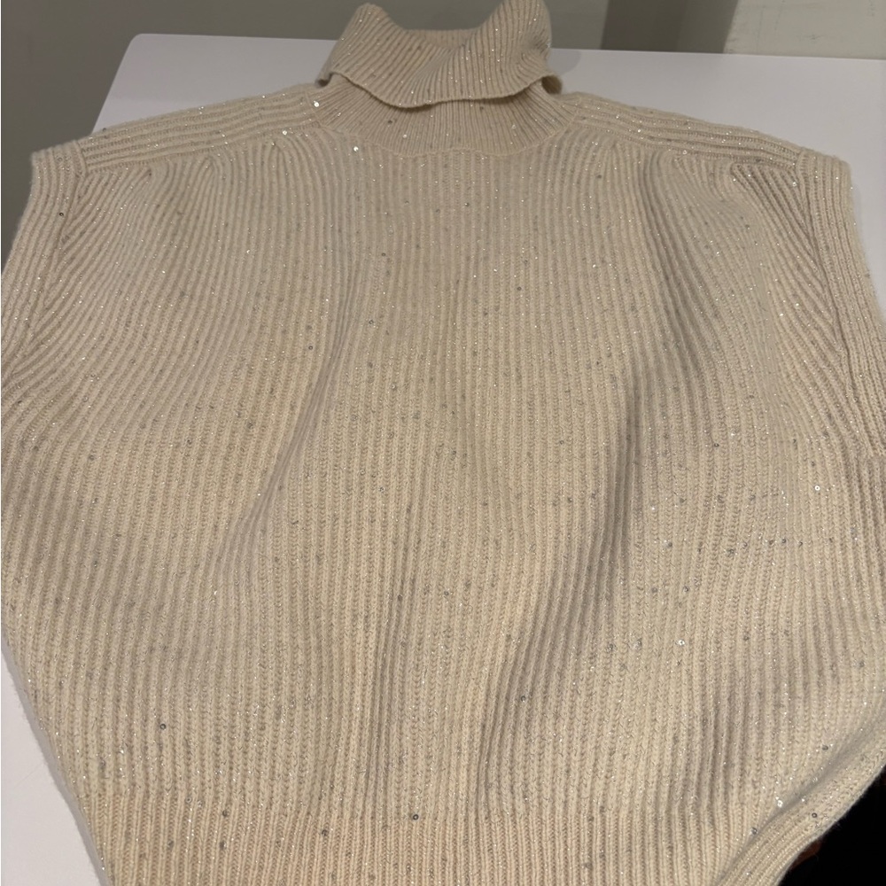 Brunello Cucinelli Sparkling Cream Turtleneck Sweater